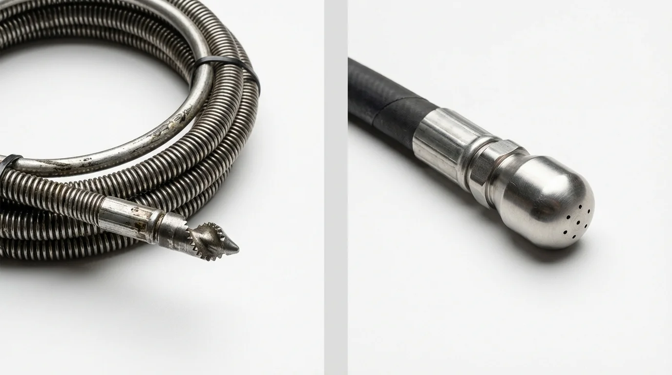 Drain snake cable and hydro jetting nozzle used for drain cleaning in Whitesburg, KY