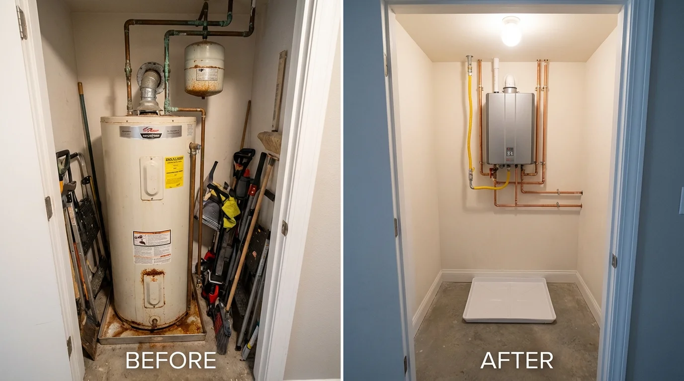 Tank water heater versus wall-mounted tankless unit comparison for Whitesburg, KY homeowners
